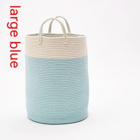 Cotton Braided Storage Bucket Fuzzy Ball Hanging Drop (Option: Large Blue)