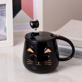 Creative Cartoon Animal Cat Shape Ceramic Breakfast Cup (Option: Black-440ML)