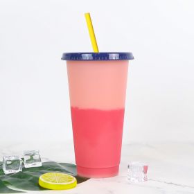 Hot And Cold Change Homogeneous Plastic Color Change Cup With Straw (Option: Red-701to800ml)