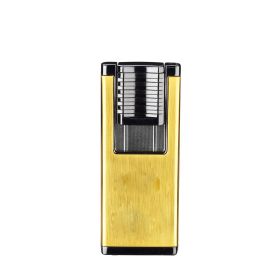 Double Fire Straight Blue Flame With Hidden Cigar Cutter Lighter (Option: Gold Brushed)