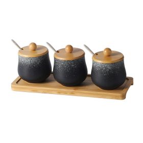 Japanese Style Ceramic Chili Oil Condiment Bottle And Jar Combination Set (Option: Moxue-3PCS)