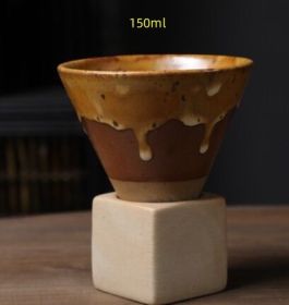 Japanese Style Coarse Pottery Mug Cross-border Hot Drink Retro Creative Hand-pulled Glaze Latte Art Coffee Ceramic Cup (Option: Medium Funnel Cup Brown-101 200ml)