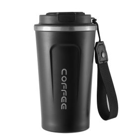 Smart Coffee Cup Stainless Steel Portable Vacuum Cup (Option: Transparency Cover Black-510ml)