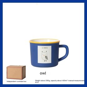 Animal Klein Blue Ceramic Mug Large Capacity Creative Small High-looking Drinking Cup Breakfast Coffee Cup (Option: Owl-301 To 400ml)