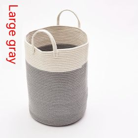 Cotton Braided Storage Bucket Fuzzy Ball Hanging Drop (Option: Large Gray)