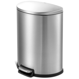 13.2 Gallon Trash Can, D-Shape Step On Kitchen Trash Can (Actual Color: Silver)