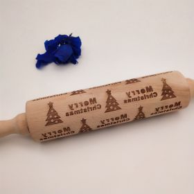 Christmas Reindeer Snowflake Pine Print Wooden Rolling Pin (Option: Pine-Small Size)