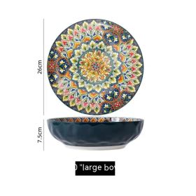 European Bohemian Ceramic Bowl Household Plate (Option: 10 Inch Inch Soup Bowl)