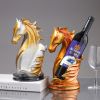 NORTHEUINS Resin Horse Head Wine Rack Figurines Interior Bottle Holder Storage Ornaments Home Living Room Tabletop Decorations