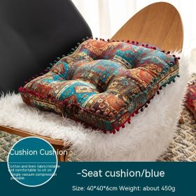 Ethnic Style Square Cushion Floor Home (Option: Blue Square Cushion-42x42cm)