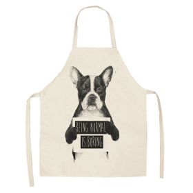 Cartoon Cute Dog Printed Cotton And Linen Apron Kitchen Home Cleaning Parent-child Sleeveless Coverall Generation Hair (Option: W 1402-68X55cm)