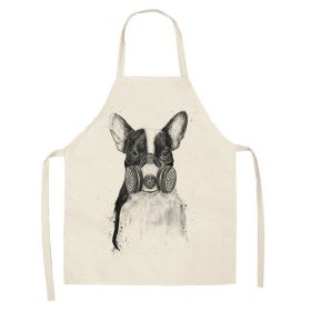 Cartoon Cute Dog Printed Cotton And Linen Apron Kitchen Home Cleaning Parent-child Sleeveless Coverall Generation Hair (Option: W 1406-68X55cm)