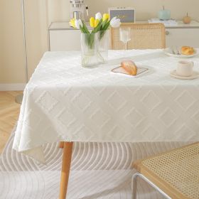 Nordic Simple Cotton Linen Rectangular Tablecloth (Option: Small Diamond White-110X110CM)